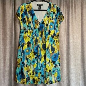 Lane Bryant Floral Blouse - Blue and Yellow